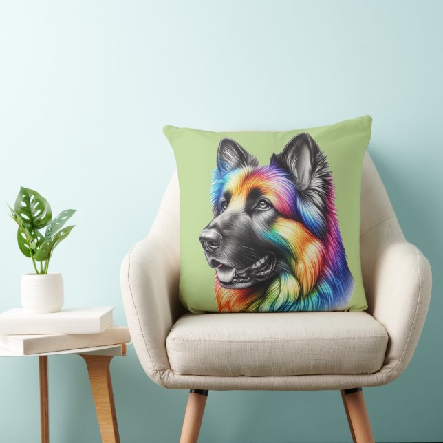 Rainbow German Shepherd Cozy Poem  Kussen (Stoel)