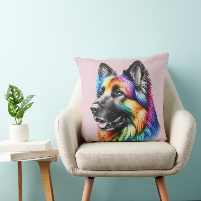 Rainbow German Shepherd Cozy Poem  Kussen (Stoel)