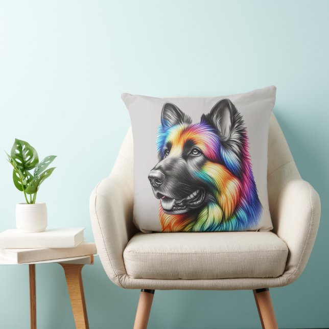 Rainbow German Shepherd Cozy Poem  Kussen (Stoel)