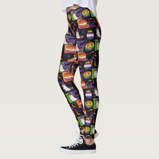 Rainbow Ghost and Pumpkin Pride Halloween Leggings (Links)