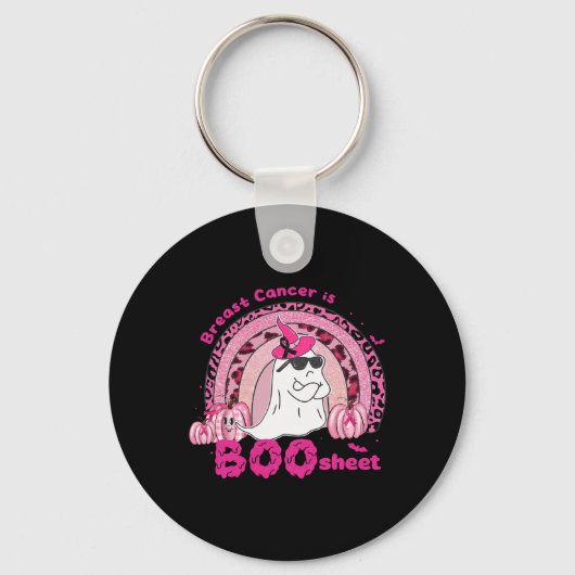 Rainbow Ghost Borstkanker is het Boo Sheet Awarene Sleutelhanger (Voorkant)