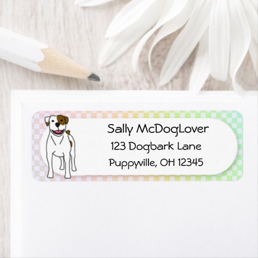 Rainbow Gingham American Bulldog Etiket (Insitu)