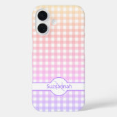Rainbow Gingham Check Monogramed Custom Case-Mate iPhone Case (Achterkant)