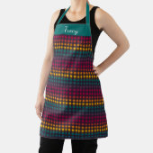 Rainbow Gingham Custom Name Apron Schort (Insitu)