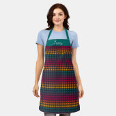 Rainbow Gingham Custom Name Apron Schort (Gedragen)