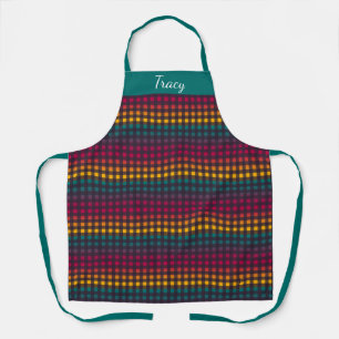 Rainbow Gingham Custom Name Apron Schort