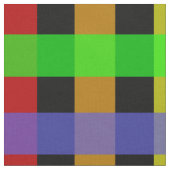 Rainbow Gingham op zwart Stof (Close Up)