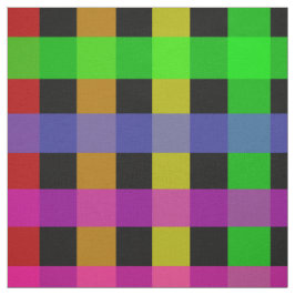 Rainbow Gingham op zwart Stof