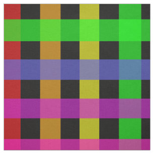 Rainbow Gingham op zwart Stof