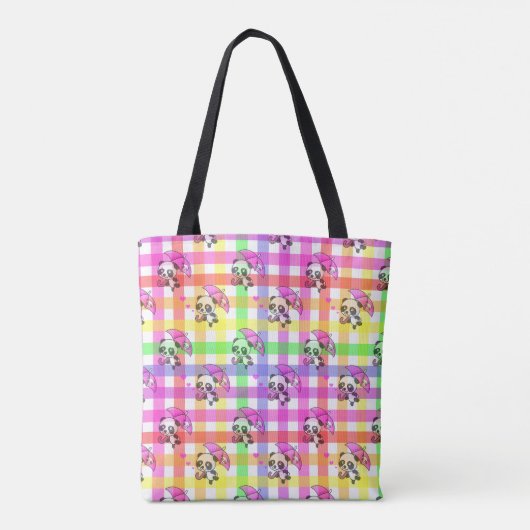 Rainbow Gingham Pattern Design Tote Bag (Achterkant)