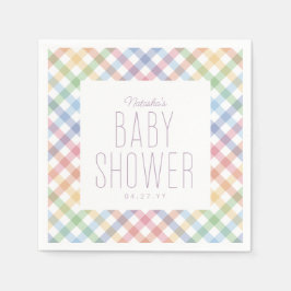 Rainbow gingham plaid schattig pastelbaby shower servet