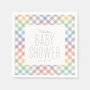 Rainbow gingham plaid schattig pastelbaby shower servet