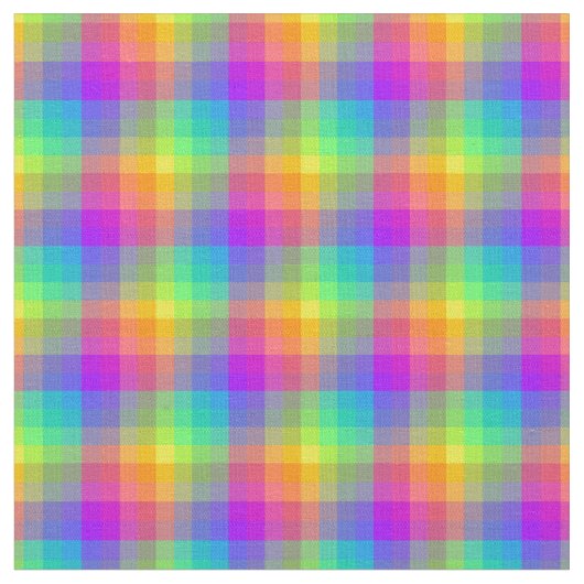 Rainbow Gingham Stof (Close Up)
