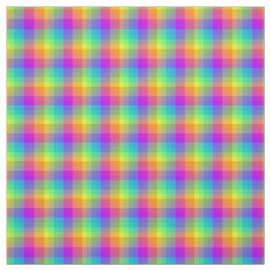 Rainbow Gingham Stof