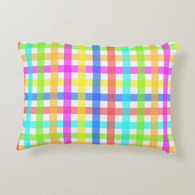 Rainbow Gingham Stripes Pattern Accent Kussen (Achterkant)
