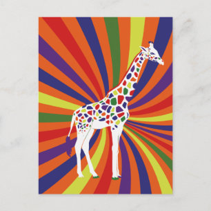 Rainbow Giraffe Art Briefkaart
