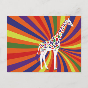 Rainbow Giraffe Art Briefkaart