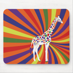 Rainbow Giraffe Art Muismat