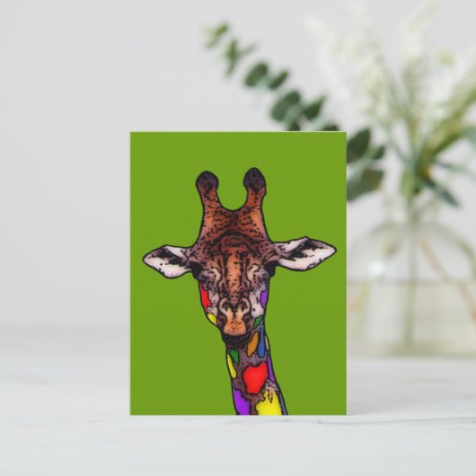 Rainbow Giraffe Briefkaart (Staand voorkant)