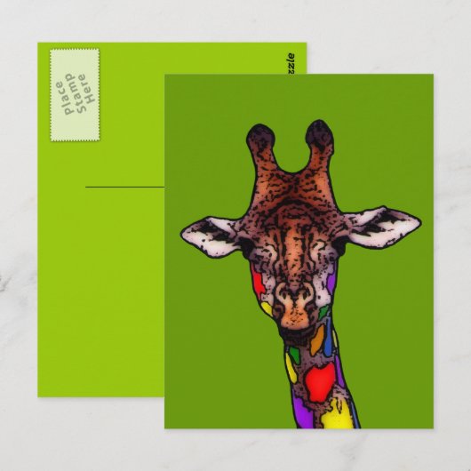 Rainbow Giraffe Briefkaart (Voorkant / Achterkant)