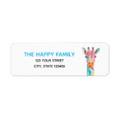 Rainbow Giraffe Return Address Labels (Voorkant)