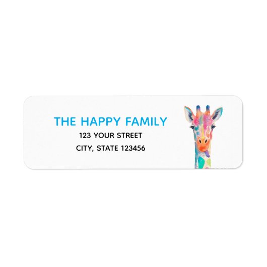 Rainbow Giraffe Return Address Labels (Voorkant)