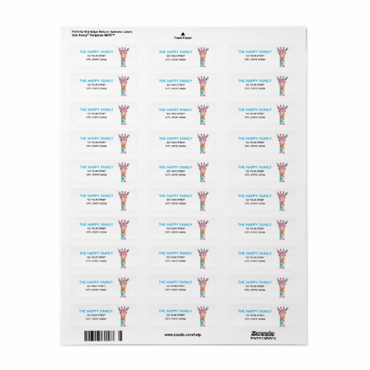 Rainbow Giraffe Return Address Labels (Full Sheet)