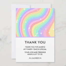 Rainbow Girl 4th Birthday Bedankkaart