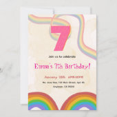 Rainbow Girl 7th Birthday Invitation Kaart (Voorkant)