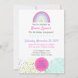 Rainbow Girl 90's Verjaardag Sleepover Kawaii Part Kaart