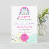 Rainbow Girl 90's Verjaardag Sleepover Kawaii Part Kaart (Staand voorkant)