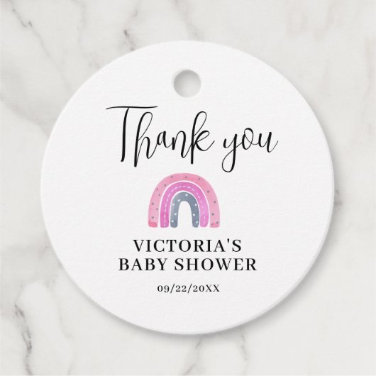 Rainbow Girl Baby shower Bedankjes Labels (Voorkant)