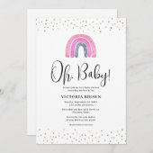 Rainbow Girl Baby shower Invitation Kaart (Voorkant / Achterkant)