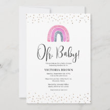 Rainbow Girl Baby shower Invitation