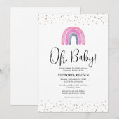 Rainbow Girl Baby Shower Invitation Kaart (Voorkant / Achterkant)