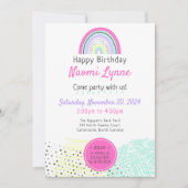 Rainbow Girl's 90's Verjaardag Kawaii Doodles Foto Kaart (Voorkant)