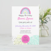 Rainbow Girl's 90's Verjaardag Kawaii Doodles Foto Kaart (Staand voorkant)