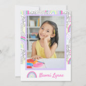 Rainbow Girl's 90's Verjaardag Kawaii Doodles Foto Kaart (Achterkant)