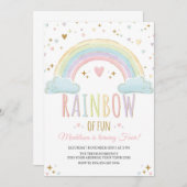 Rainbow Girl's Birthday Party Invitation Kaart (Voorkant / Achterkant)