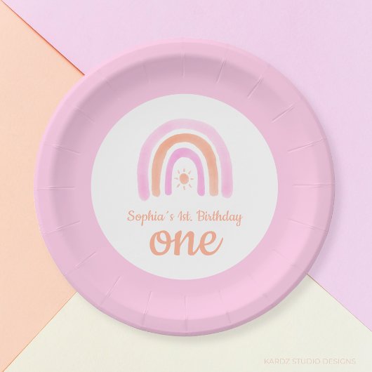 Rainbow Girl's eerste verjaardagsfeestje Papieren Bordje
