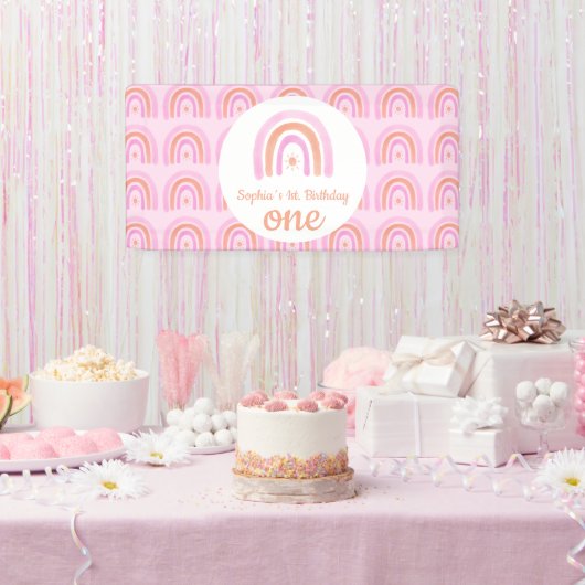 Rainbow Girl's eerste verjaardagsfeestje Spandoek (Feest)