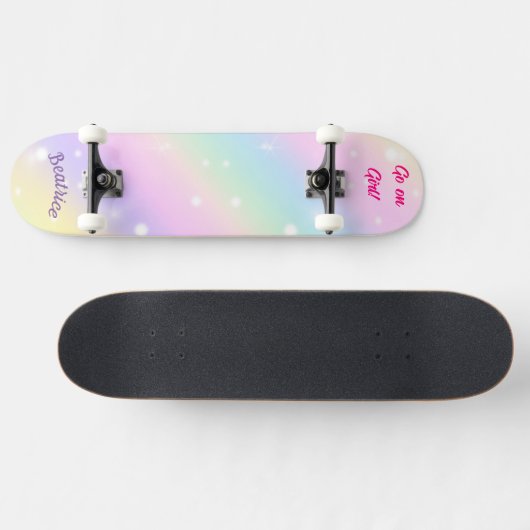 Rainbow Girly aangepaste gepersonaliseerde naam Persoonlijk Skateboard (Horizontaal)