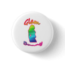 Rainbow Glam Bunny Logo op Button