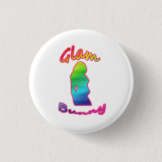 Rainbow Glam Bunny Logo op Button