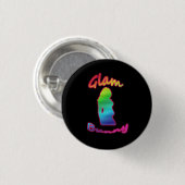 Rainbow Glam Bunny-Logo op zwarte Button (Voorkant /achterkant)