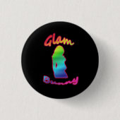 Rainbow Glam Bunny-Logo op zwarte Button (Voorkant)