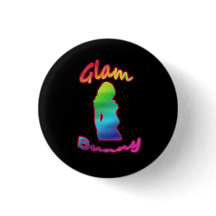 Rainbow Glam Bunny-Logo op zwarte Button
