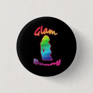 Rainbow Glam Bunny-Logo op zwarte Button