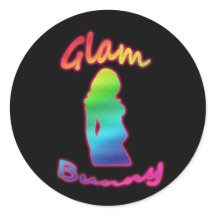 Rainbow Glam Bunny Logo Sticker Rond