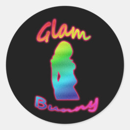 Rainbow Glam Bunny Logo Sticker Rond
